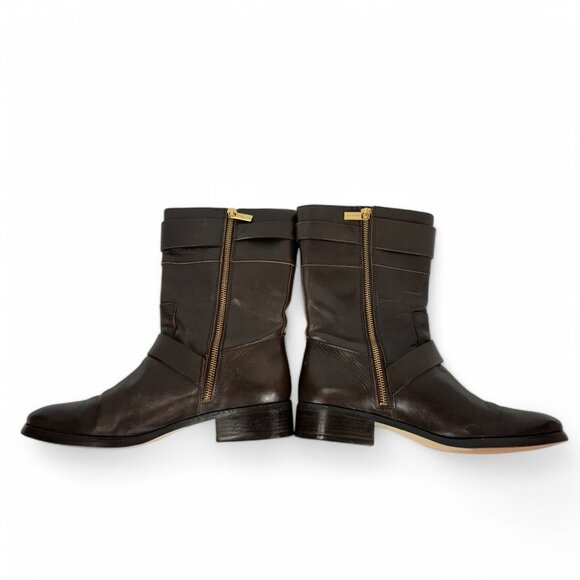 Michael Kors Gansevoort Dark Brown Mid Calf Boot 9.5 with gold-tone hardware - Picture 9 of 15